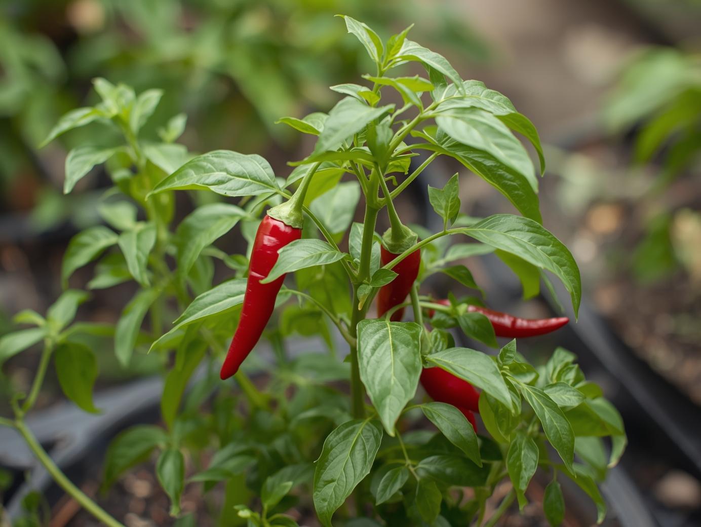 Red Demon Chili plant Seedlings in garden (1)