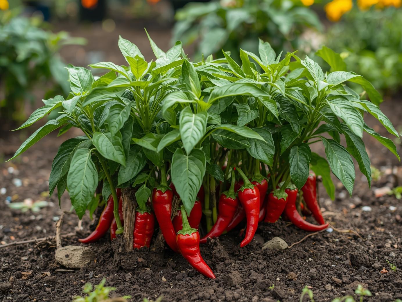 Red Demon Chili plant Seedlings in garden (2)