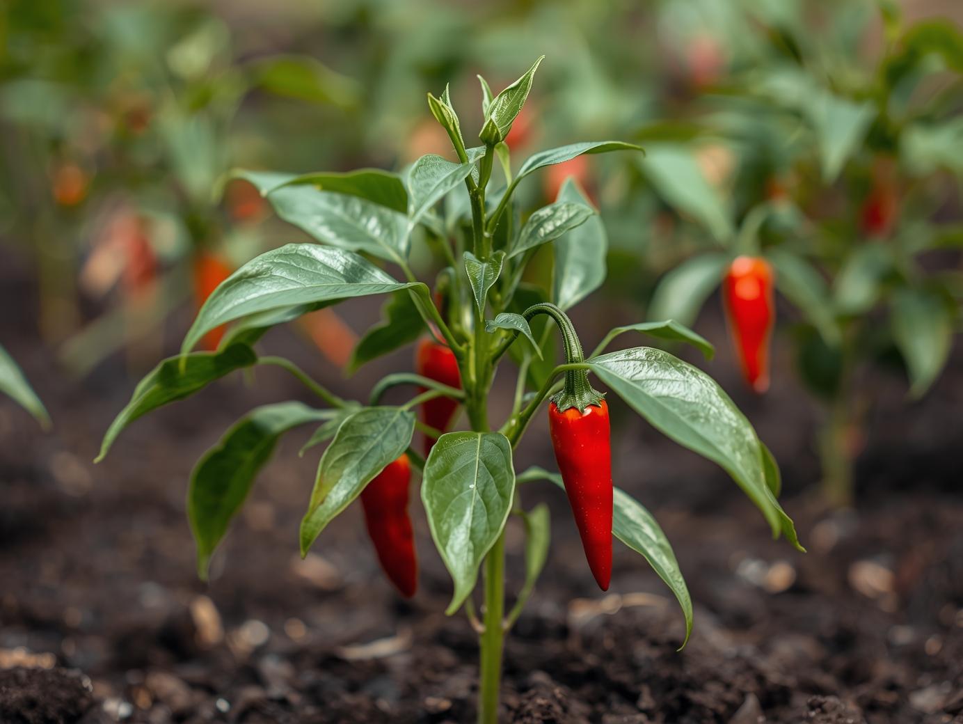 Red Demon Chili plant Seedlings in garden (6)