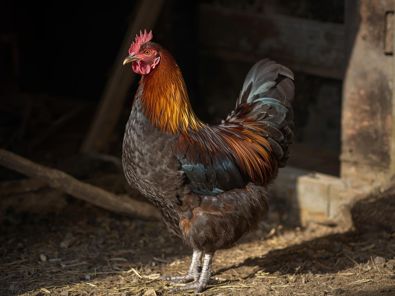 Kuroiler Chicken (show whole chicken) in the farm